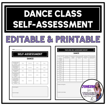 Preview of Dance Self-Assessment Editable Digital Printable Template