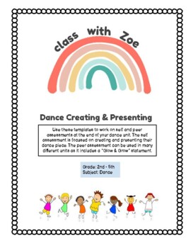 Preview of Dance - Self & Peer Assessment *FREE* (Glow & Grow statements)
