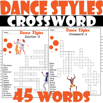 Dance Styles Crossword Puzzle All about Dance Styles Crossword Activities