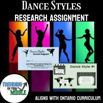Preview of Dance Styles Research Project/Assignment - ONTARIO - DISTANCE LEARNING