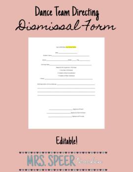 Preview of Dance Team Directing-Dismissal Form