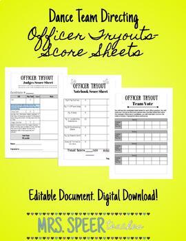 Preview of Dance Team Directing-Officer Tryouts Score Sheets