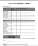 Dance Team Directing-Team Tryout Scoresheet (Team/Line Tryouts)