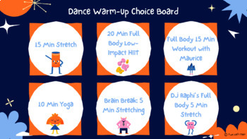Preview of Dance Warm-Up Choice Board