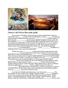 Dances With Wolves Movie Worksheets Teaching Resources Tpt