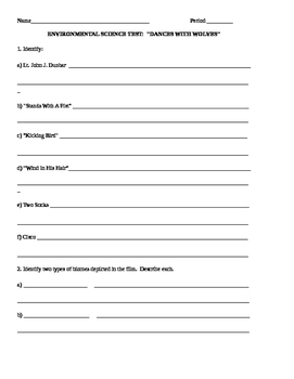 Preview of Dances with Wolves movie worksheet