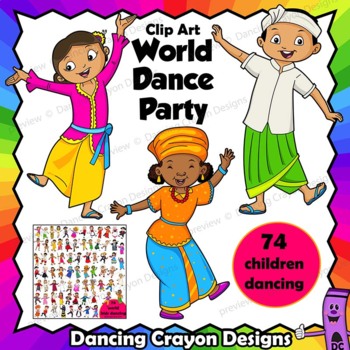 Dancing Children of the World Clip Art | 74 Kids Dance Party | Multicultural