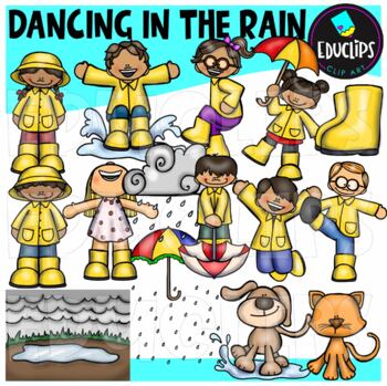 Preview of Dancing In The Rain Clip Art Set {Educlips Clipart}