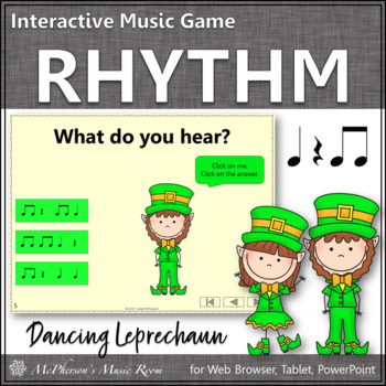 Preview of St. Patrick's Day Music: Eighth Notes Interactive Rhythm Game Dancing Leprechaun