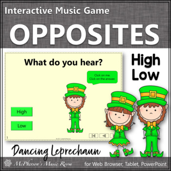 Preview of St. Patrick's Day Music: High & Low Interactive Music Game {Dancing Leprechaun}