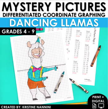 Preview of Dancing Llamas Coordinate Graphing Mystery Pictures - Dabbing and Flossing