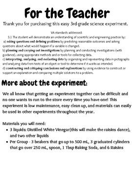 Preview of Dancing Raisin 3rd Grade Experiment - Start of the Year