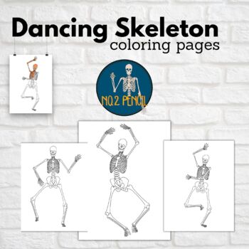 Preview of Dancing Skeleton Coloring Pages, Anatomy Coloring Book