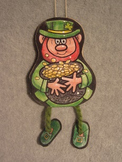 Dancing St. Patricks Day Leprechaun. Fun Two Sided Craft Art