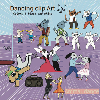 Preview of Dancing clip Art with animal fun idea