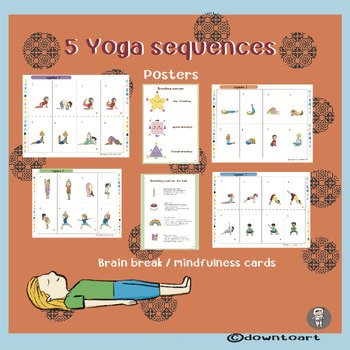Preview of 5 yoga sequences posters & mindfulness cards for kids