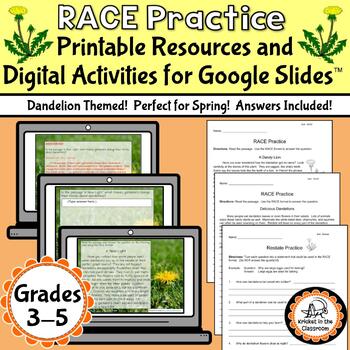 Preview of Dandelion RACE Practice, Digital Activities for Google Slides™ & Printables