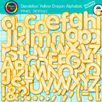 Preview of Dandelion Yellow Alphabet Letter Clipart: Crayon Effect Clip Art, Transparent