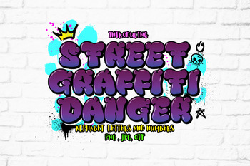 Preview of Danger Street Graffiti Alphabet Font, PNG Transparent Files