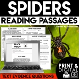 Dangerous Spiders Reading Passages | Black Widow Wolf Spid