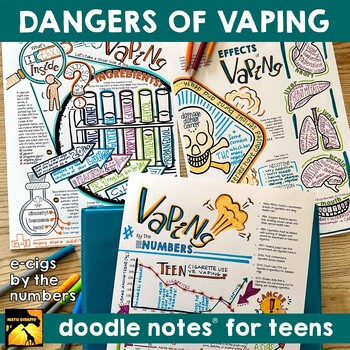 Preview of Dangers of Vaping Doodle Notes for Teens | E-cigs by the Numbers