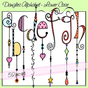 Preview of Dangles Alphabet Upper & Lower Case with and without Dangles Bundle