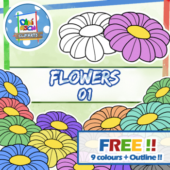 Preview of DaniClipArts - Colorful flowers (Original creations in PNG format)