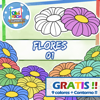 Preview of DaniClipArts - Flores de colores (Creaciones originales en formato PNG)