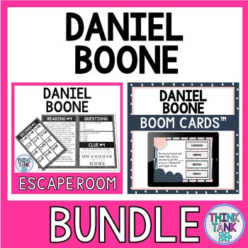 Preview of Daniel Boone Escape Room and Boom Cards™ BUNDLE