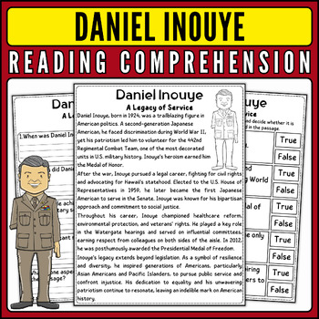 Preview of Daniel Inouye Nonfiction Reading Passage & Quiz for AAPI Heritage Month