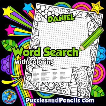 Preview of Daniel Word Search Puzzle Activity with Coloring | Books of the Bible