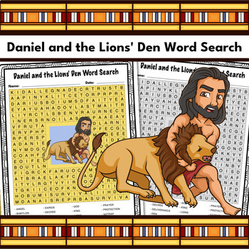 Preview of Daniel and the Lions' Den Word Search Bible Puzzle Activity Worksheet