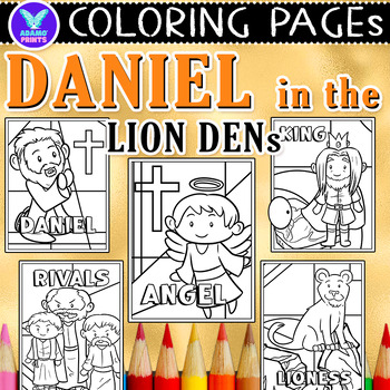 Preview of Daniel in the Lions Den Coloring Pages & Writing Paper Activities ELA No PREP
