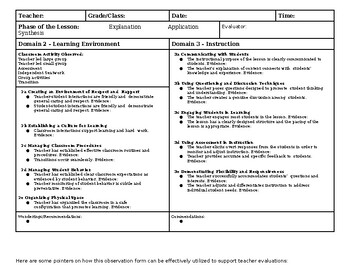 Preview of Danielson-Based Teacher Assessment & Documentation Form