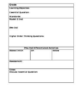 Preview of Danielson Coherent Instruction Lesson Plan (Editable) Template