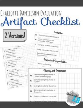 Preview of Danielson Evaluation Artifact Checklist