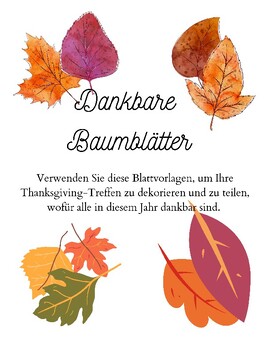 Preview of Dankbare  Baumblätter | Thankful Leaves in German