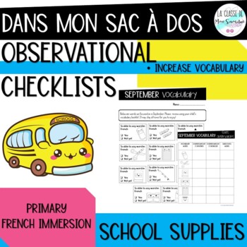 Preview of Dans mon sac à dos vocabulary observations checklist I French observations