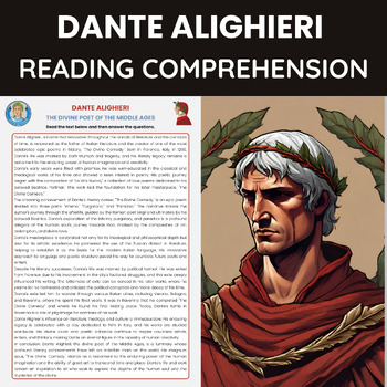 Preview of Dante Alighieri Biography Italian Heritage Reading Comprehension Poet Literature
