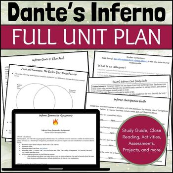 Preview of Dante's Inferno FULL UNIT PLAN: Study Guide, Activities, Assessments, and More!