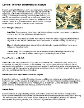 Preview of Daoism Reading Summary and Questions