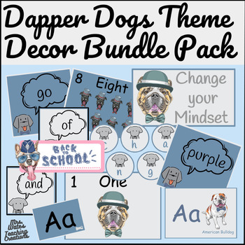Preview of Back To School Dogs Classroom Decor & Printable Labels and Desk Tags Bundle