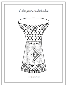 Preview of Darbouka (Middle Eastern Drum) Free Coloring Page