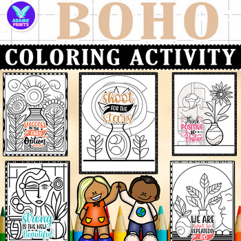 Preview of Dare to Different Motivation Minimalist Boho Coloring Activities NO PREP