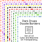 Dark Drops Doodle Borders Clip Art PNG Blackline Commercia