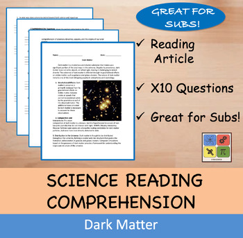 Preview of Dark Matter Reading Passage and x 10 Questions (EDITABLE)