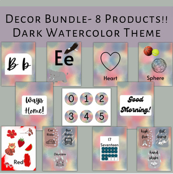Preview of Dark Watercolor FULL DECOR BUNDLE 8 Products!!