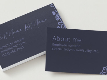 FREE Editable Business Cards for Substitute Teachers by Imaginative Teacher