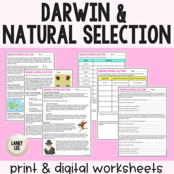 Preview of Darwin, Natural Selection, & Evolution - Reading Comprehension Worksheets