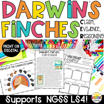 Preview of Darwin's Finches Informational Text and CER {NGSS and CCSS Aligned}